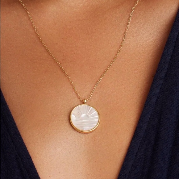 Gorjana Jewelry - Gorjana 18k Gold Plated Brass Mother of Pearl Sunset Etched Necklace